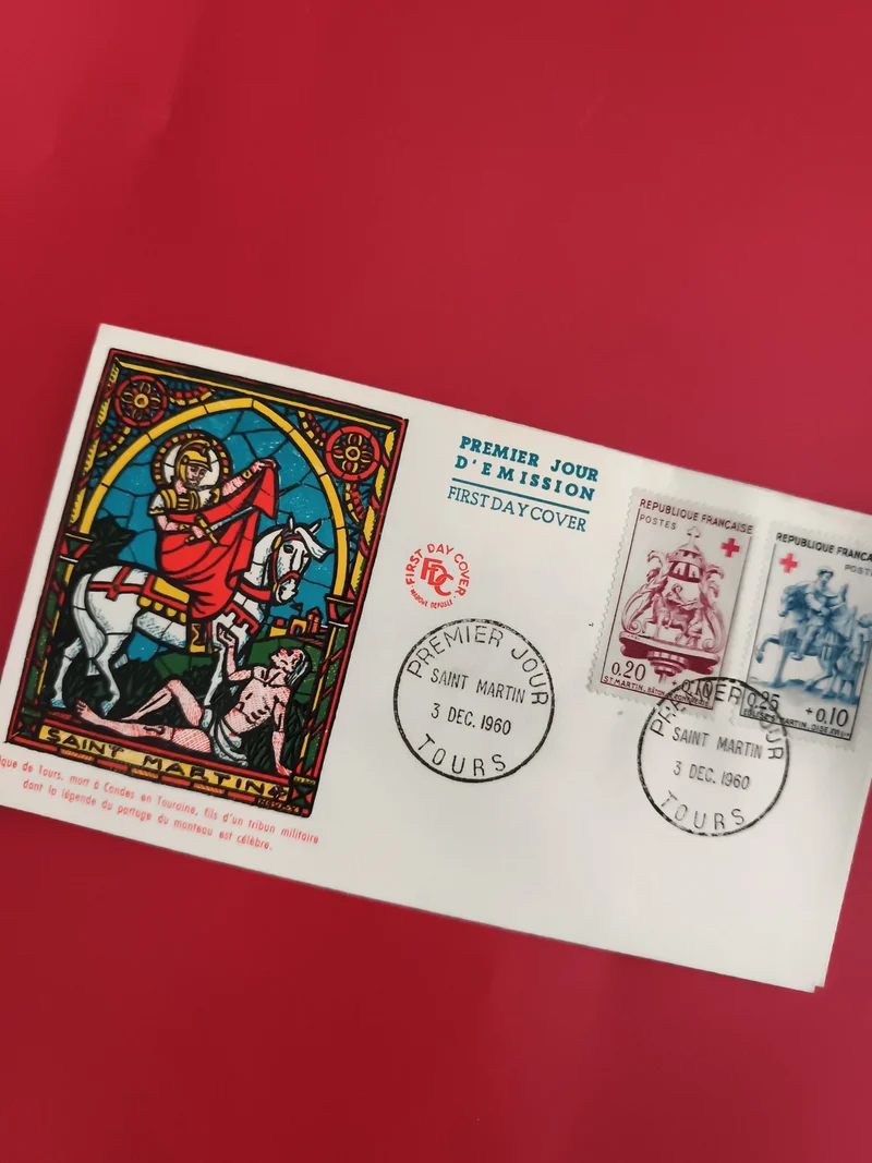 Lettre FDC Saint Martin 1960, Premier Jour, 2 timbres Croix-Rouge, Tours