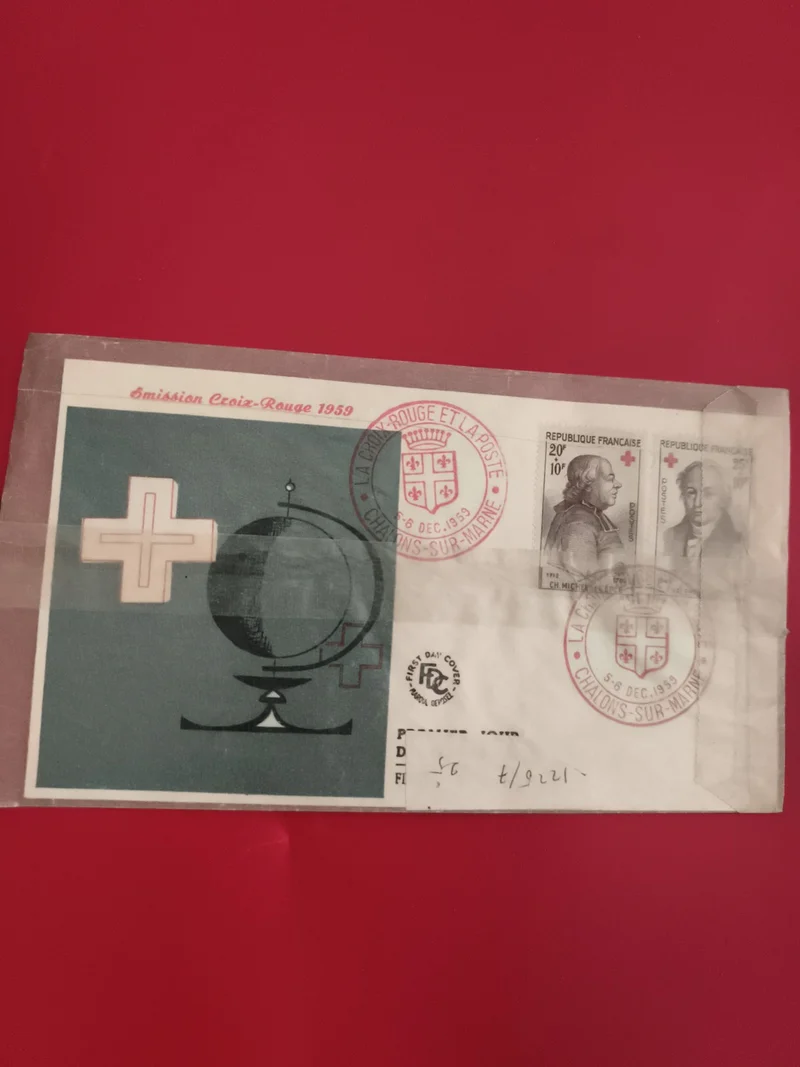 Lettre FDC Croix-Rouge 1959 Châlons-sur-Marne timbres France philatélie (Ref 1)