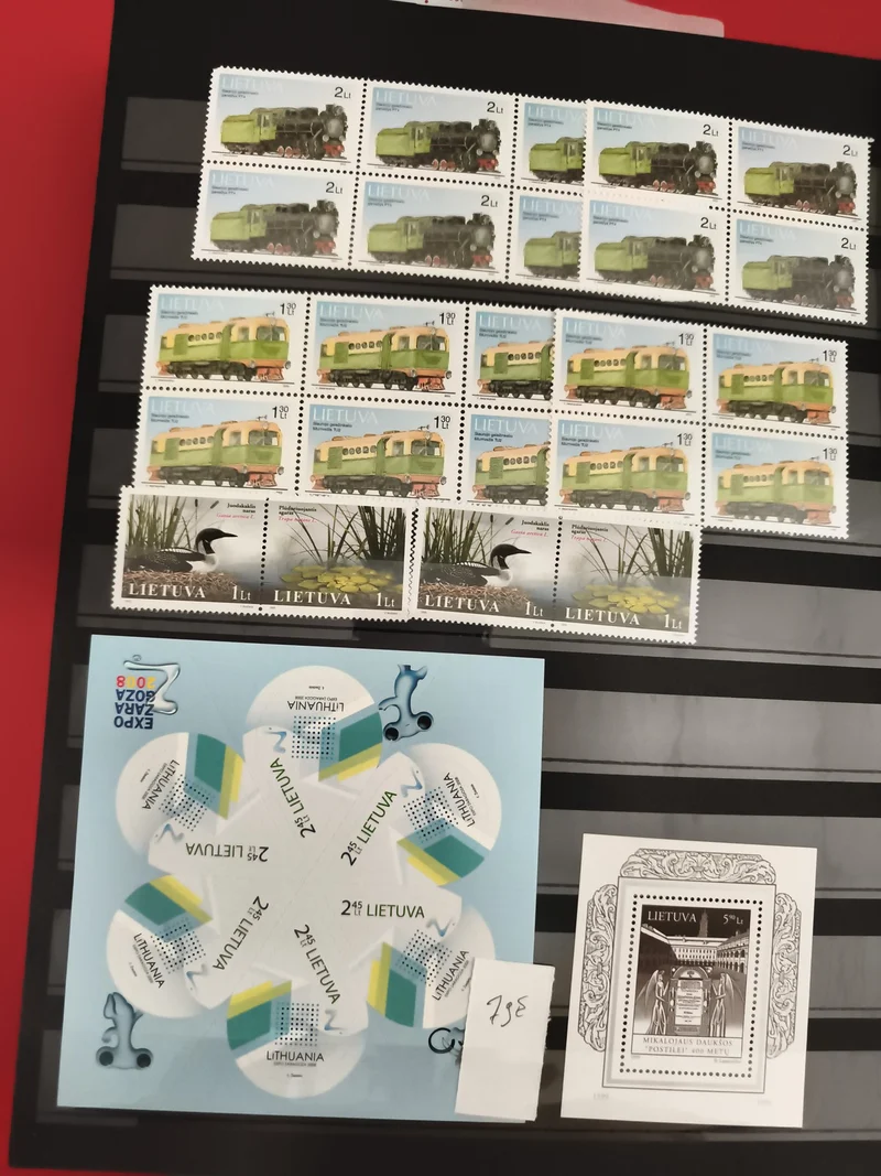 Timbres Lituanie neufs locomotives oiseaux Expo 2018 + bloc Lithuanian stamps