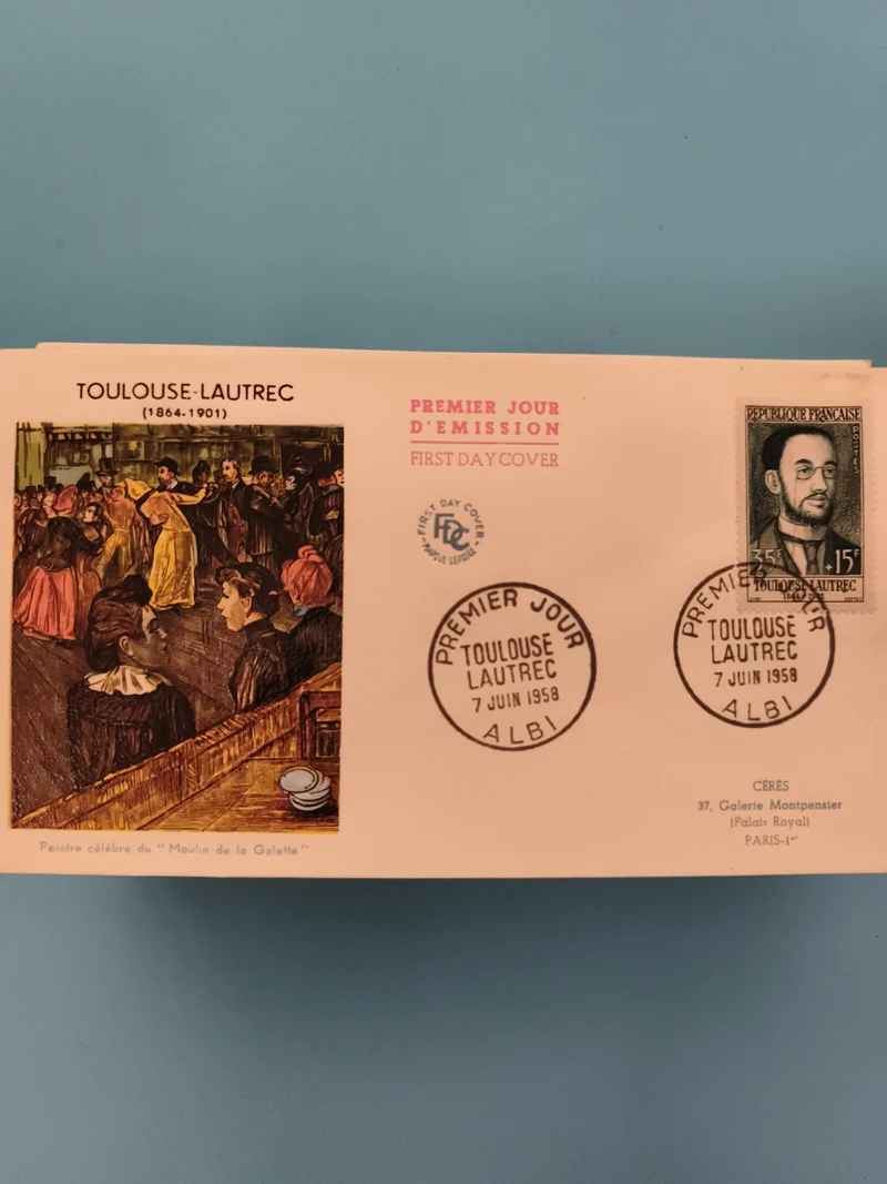 Lettre Premier Jour Toulouse-Lautrec 1958 FDC Moulin de la Galette Philatélie