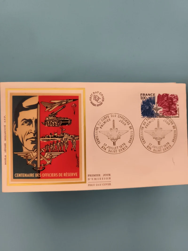 Lettre FDC Centenaire Officiers de Réserve 1978 France 1,00 bleu-rouge