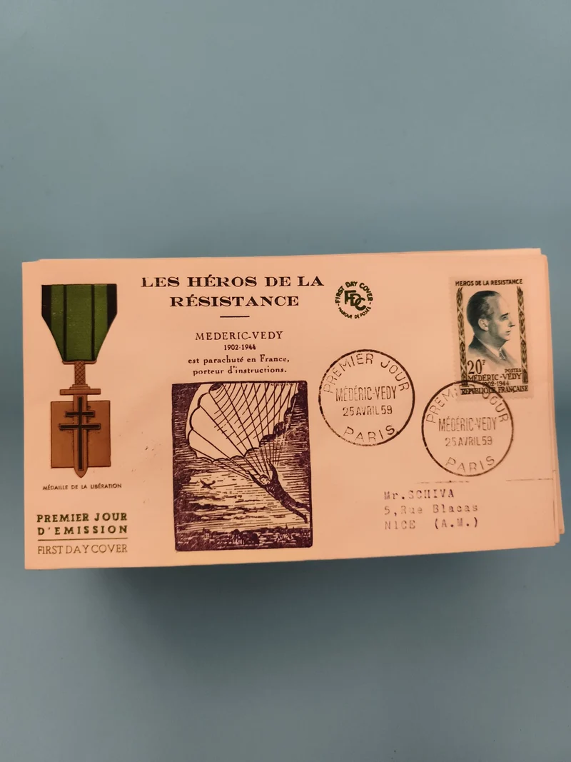 Lettre FDC Héros de la Résistance Médéric-Vedy 1959 Premier Jour Philatélie (Ref