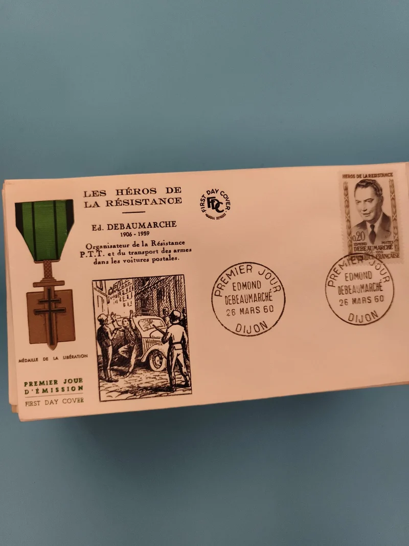 Lettre Premier Jour Héros Résistance Debaumarché 1960 PTT Médaillé Croix de Lorr