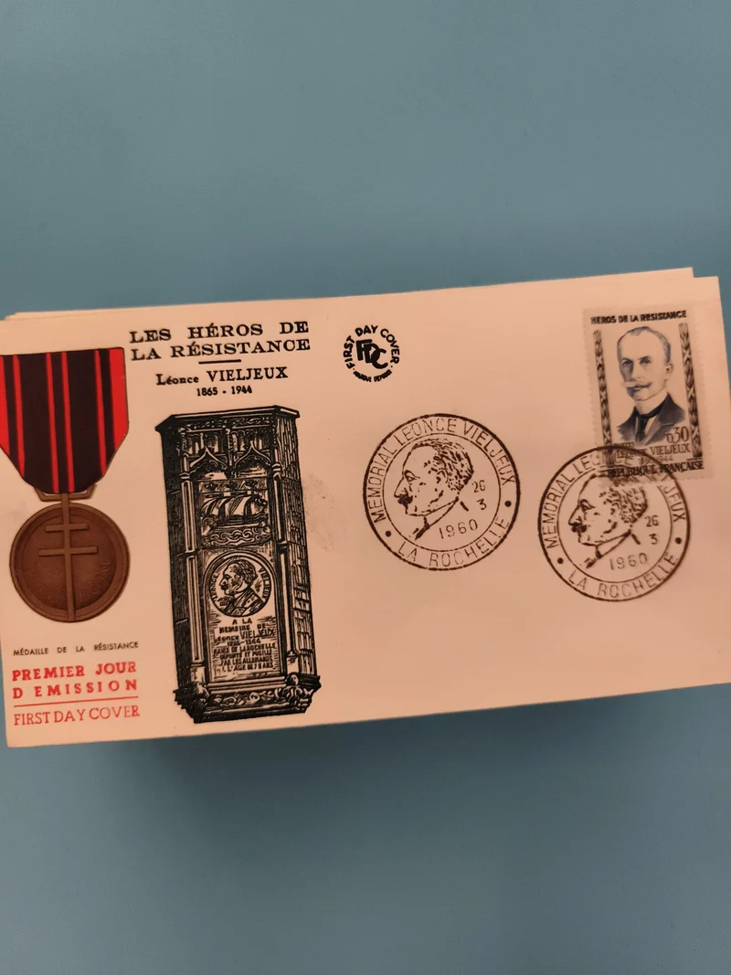 Lettre premier jour Léonce Vieljeux Héros Résistance 1960 FDC La Rochelle