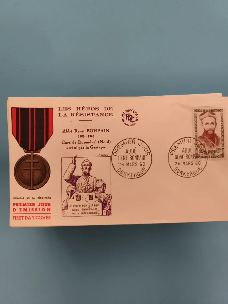 Lettre FDC Héros Résistance René Bonpain premier jour 1960 Dunkerque philatélie