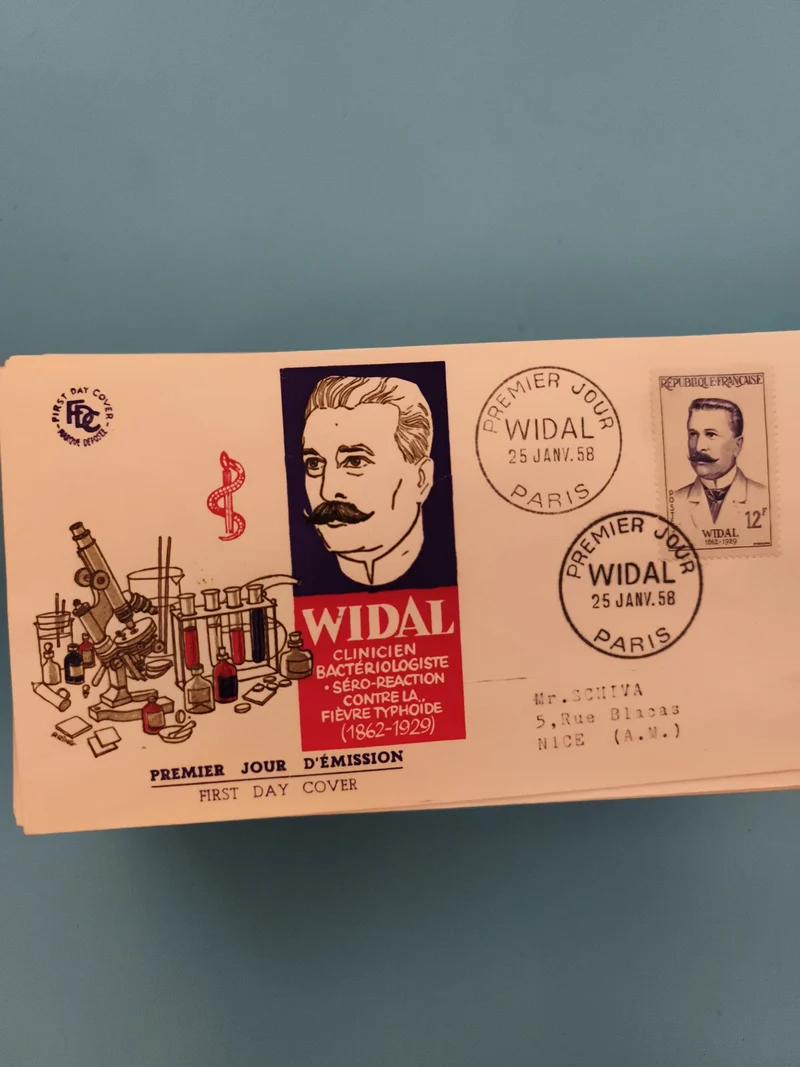 Lettre FDC Premier Jour Widal 1958 Paris philatélie timbre France (Ref 2)