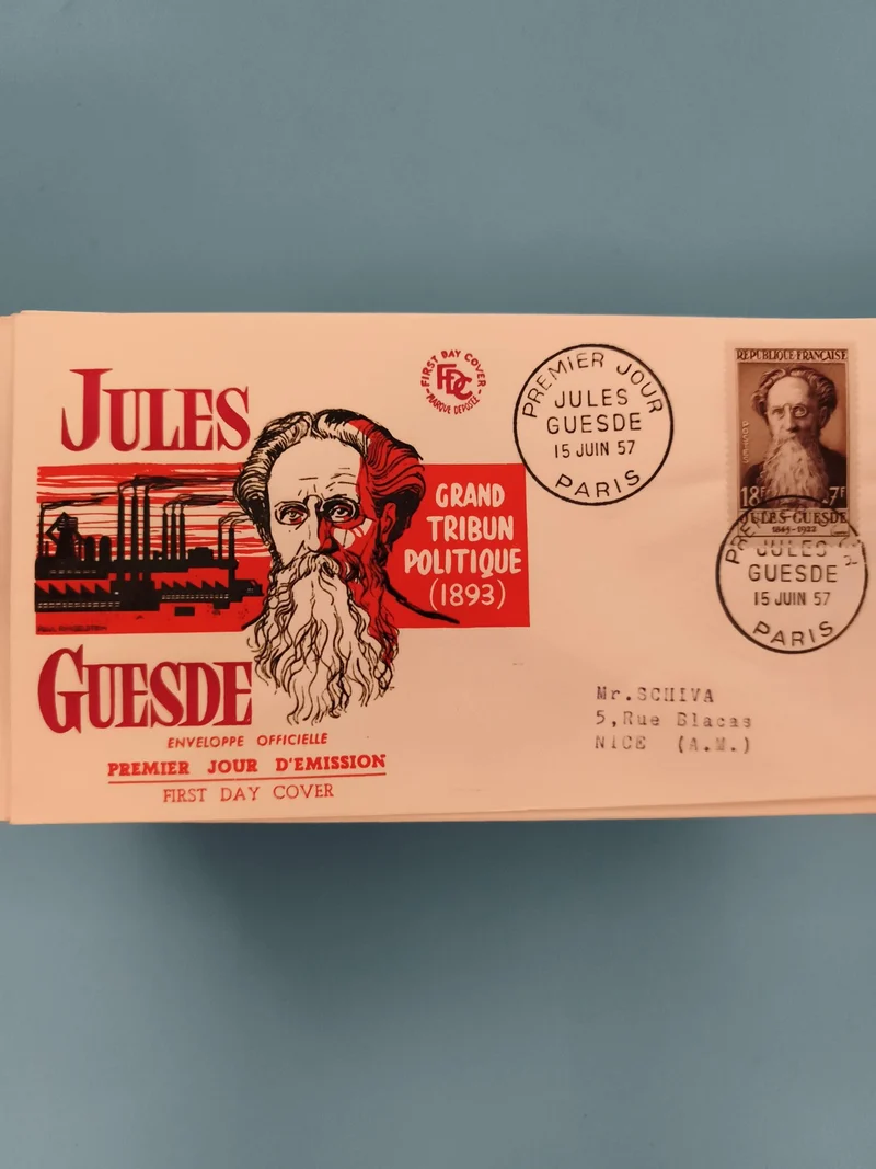 FDC enveloppe Premier Jour Jules Guesde 1957 Paris Grand Tribun politique