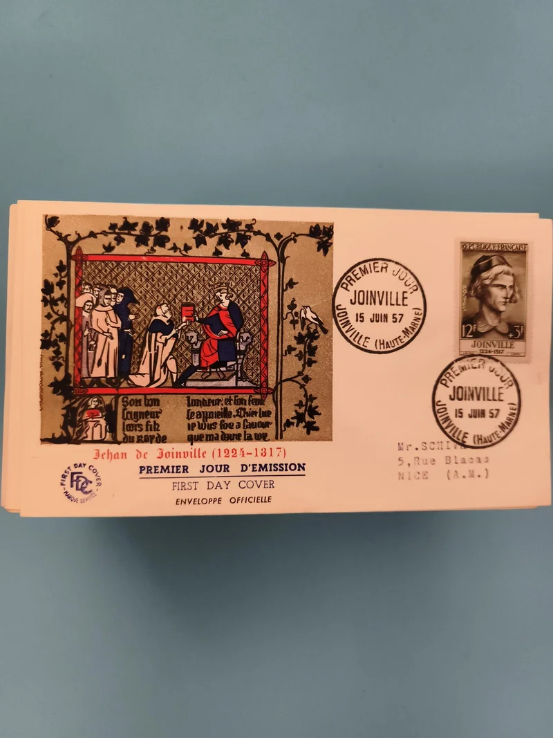 Enveloppe Premier Jour Joinville 1957, illustration médiévale, timbre 12F, FDC