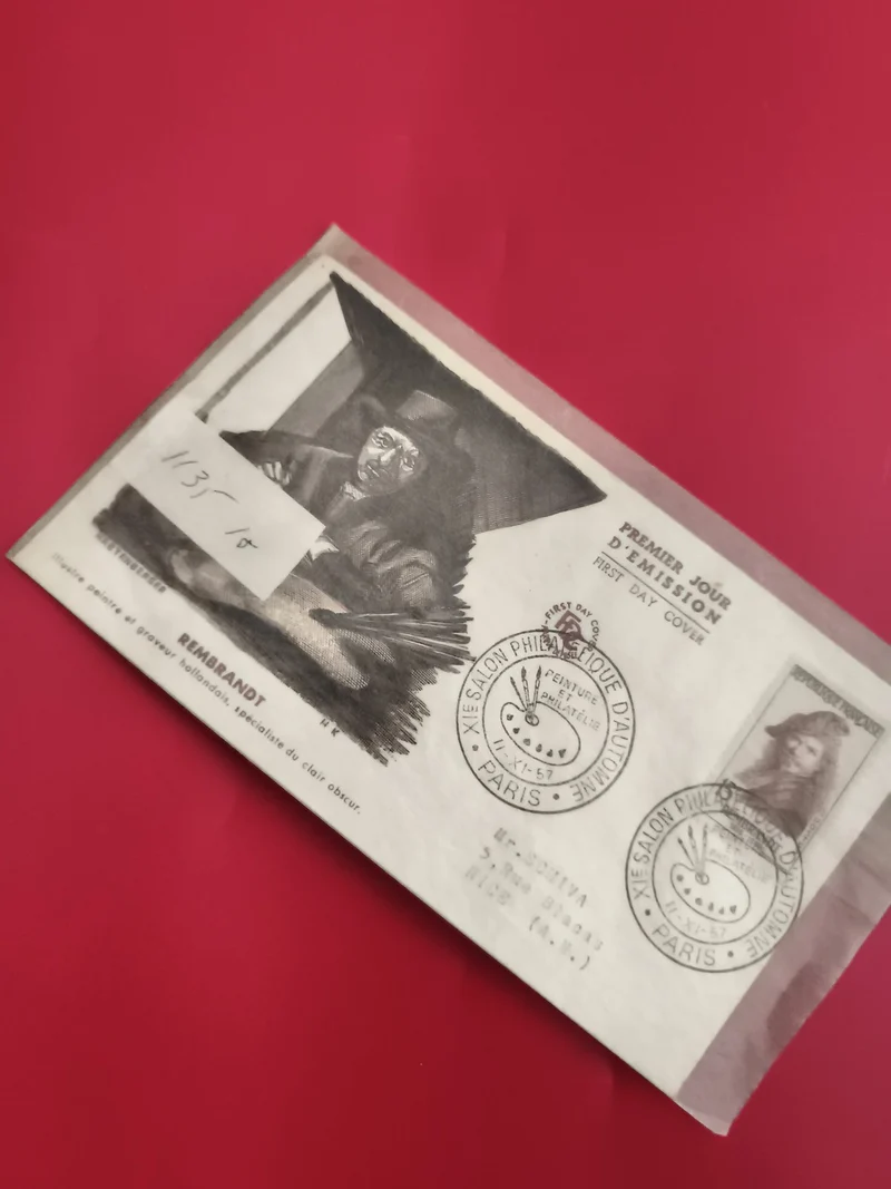 Lettre Premier Jour Rembrandt 1957 Paris, FDC oblitérée Salon Philatélique (Ref