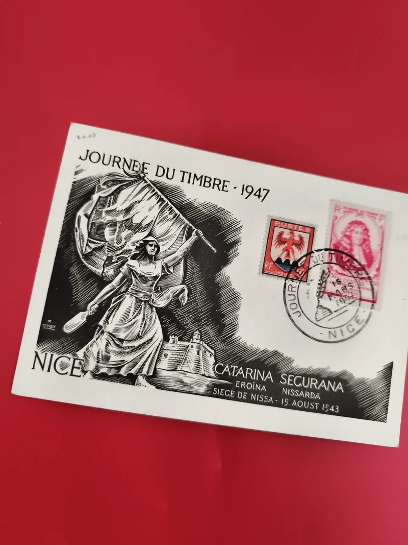 Lettre illustrée Journée du Timbre 1947 Nice Catarina Segurana oblitérée philaté