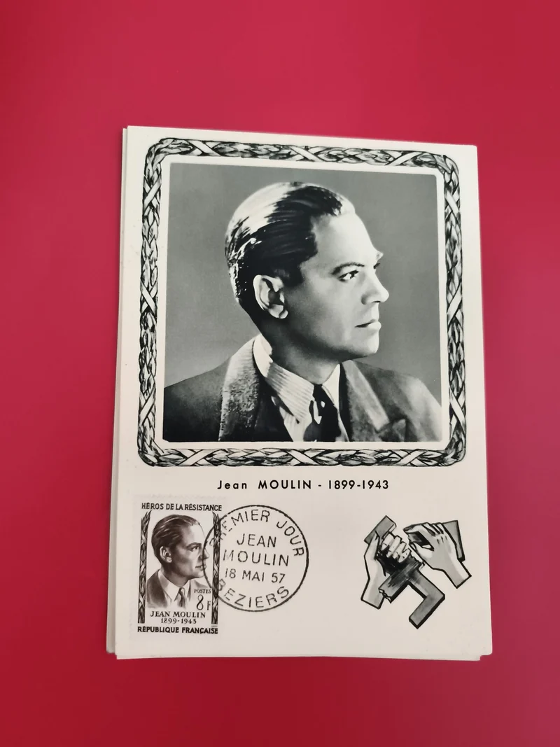 Carte Premier Jour Jean Moulin 1957 Béziers Philatélie Héros Résistance