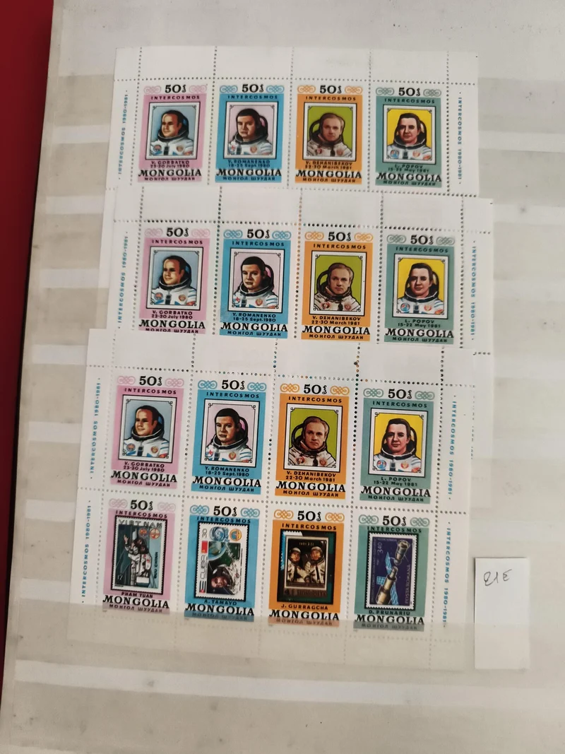 Timbres Mongolie Intercosmos cosmonautes blocs neufs thématique spatiale