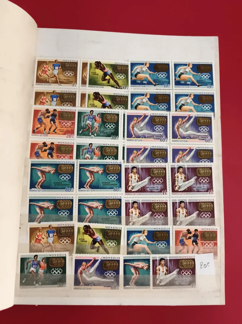 Timbres Mongolie Jeux Olympiques Tokyo 1964 sport athlétisme gymnastique philaté