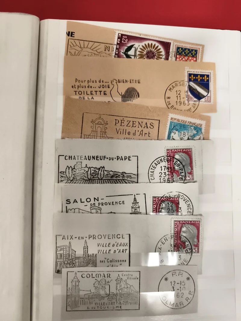 Lot de 6 lettres oblitérées timbres France villes d’Art cachets décoratifs phila