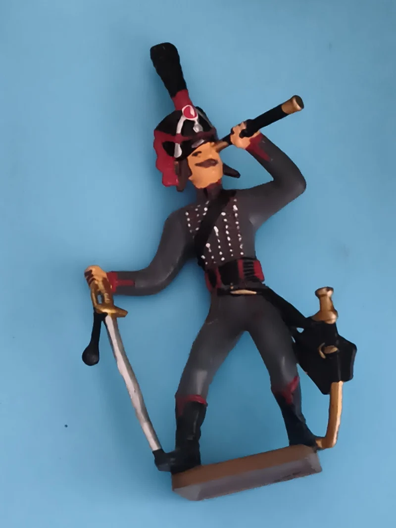 Figurine ancienne soldat plomb officier Empire sabre jumelles uniforme gris