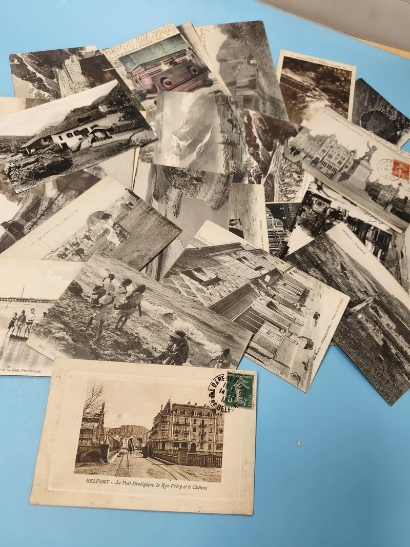 Lot cartes postales anciennes CPA divers lieux paysages vintage noir et blanc