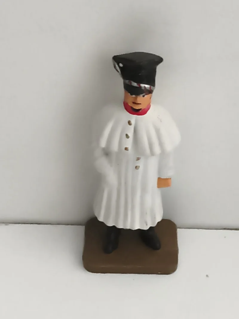 Figurine ancienne plomb officier manteau blanc uniforme noir vintage déco
