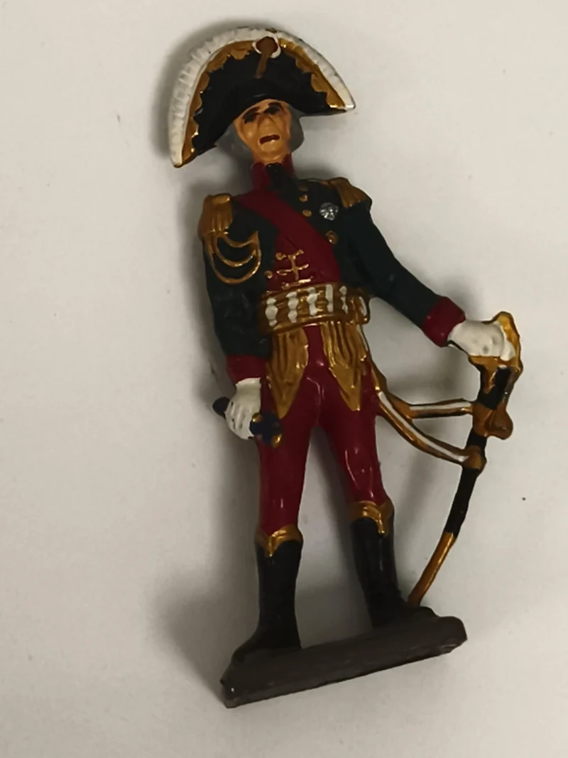 Figurine soldat officier Empire ancienne plomb uniforme rouge noir doré vintage