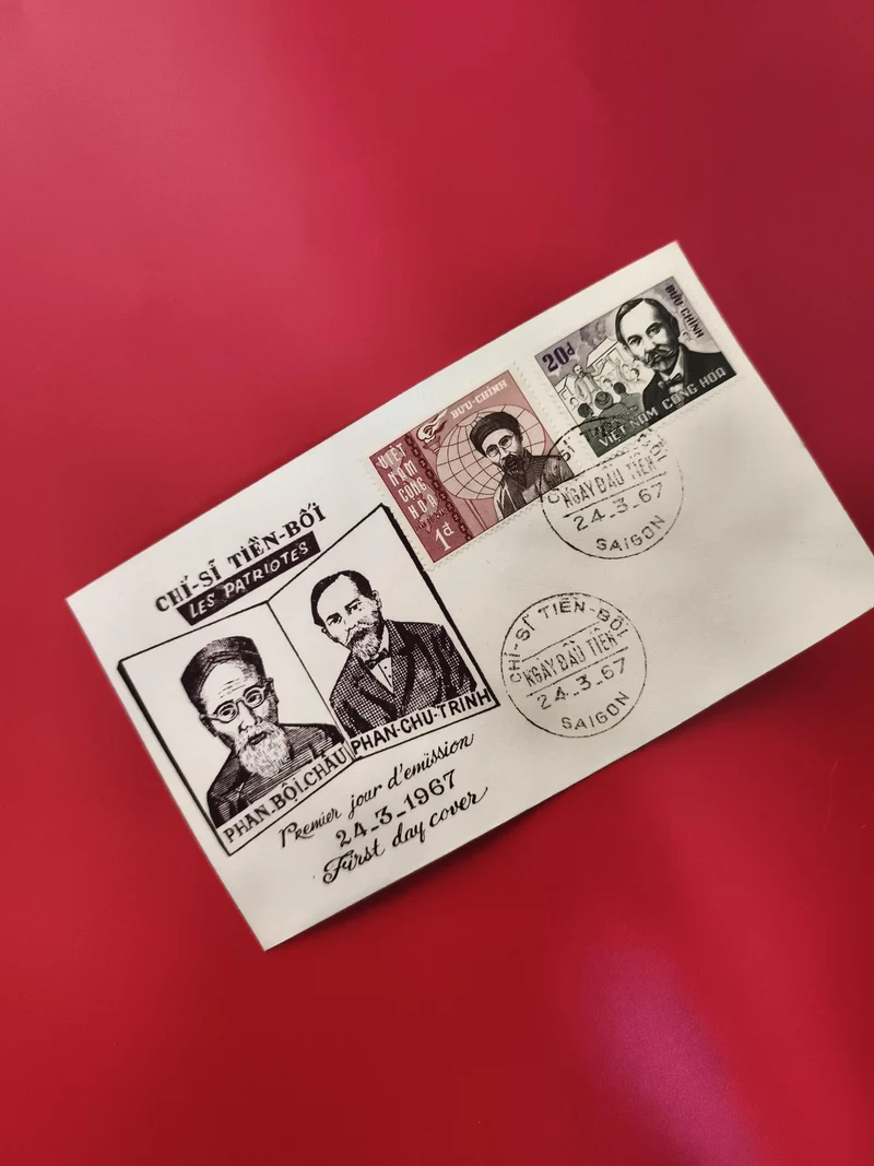 Enveloppe FDC Vietnam 1967 patriotes Phan Boi Chau Phan Chu Trinh Saigon