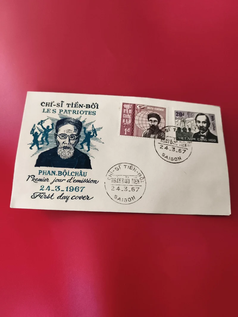 Enveloppe FDC 1967 Vietnam Phan Boi Chau Les Patriotes timbres Saigon