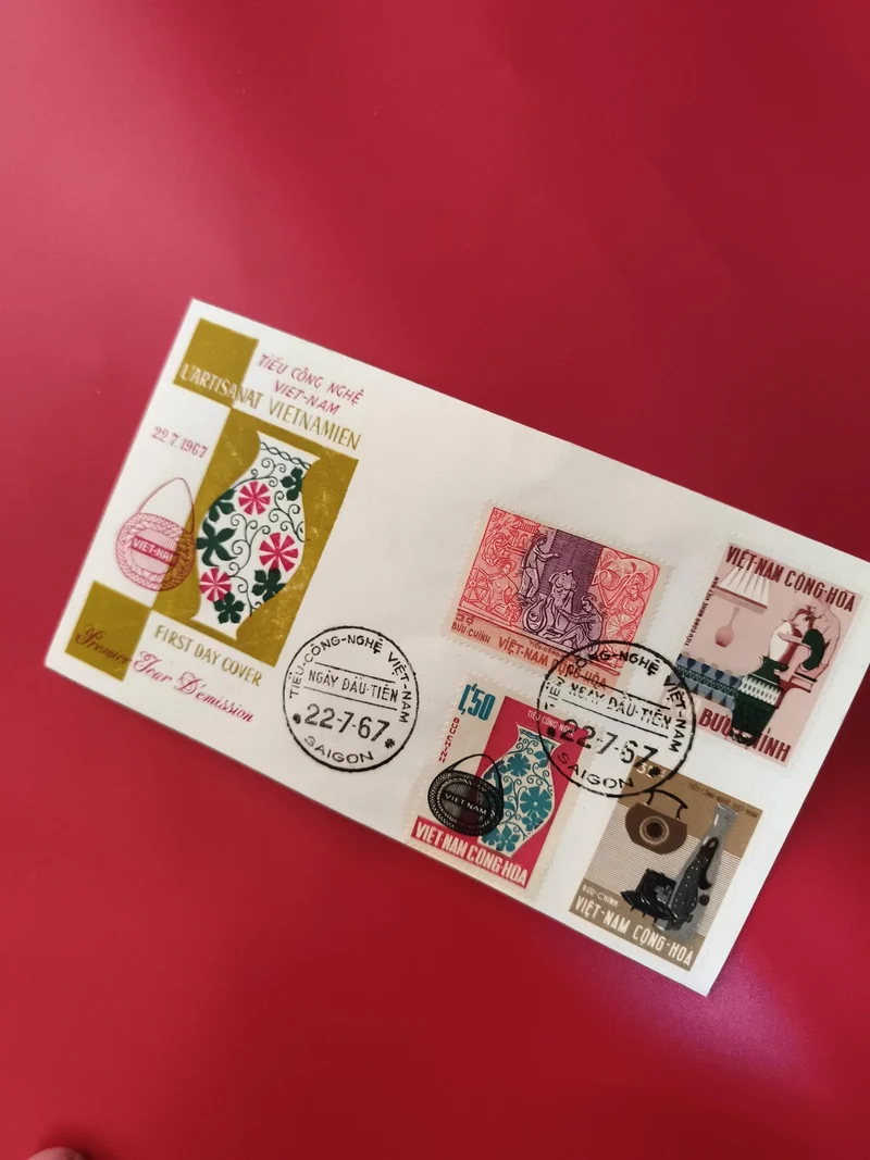 Lettre FDC Vietnam 1967 L'Artisanat Vietnamien 4 timbres oblitérés Saigon