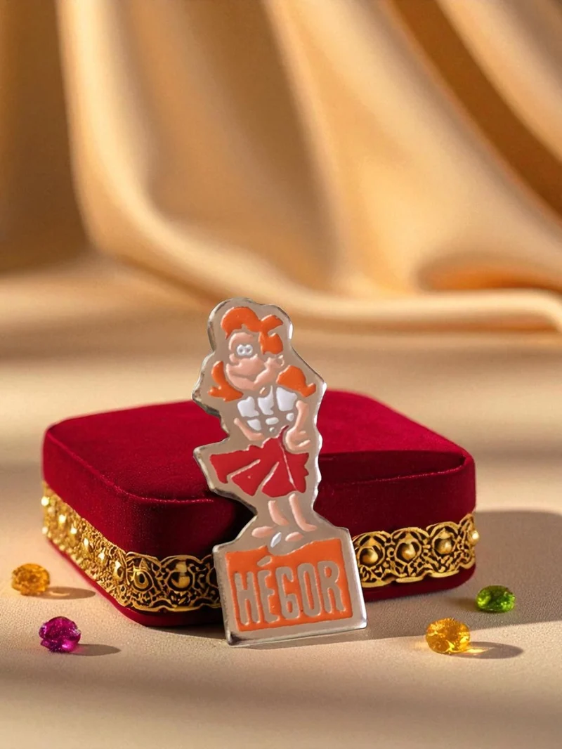 Pin's publicitaire vintage Hégor édition limitée rare orange