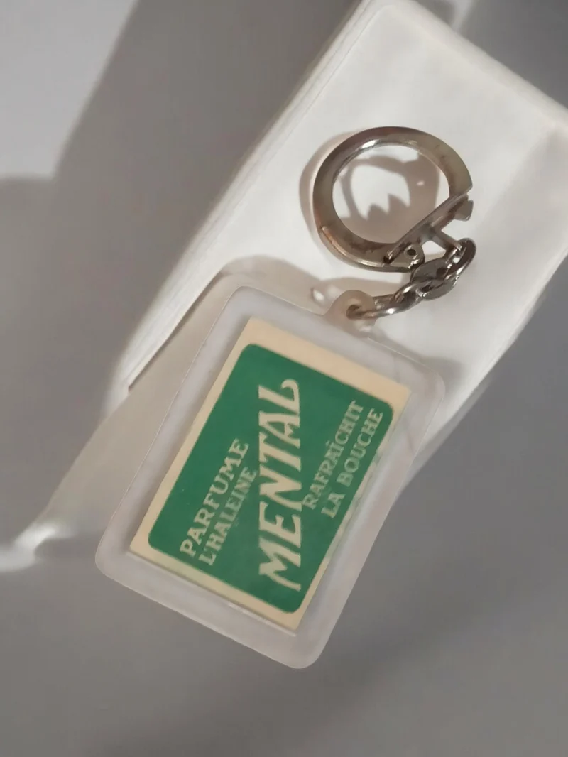Porte-clés publicitaire ancien Mental vintage rétro, rafraîchit la bouche