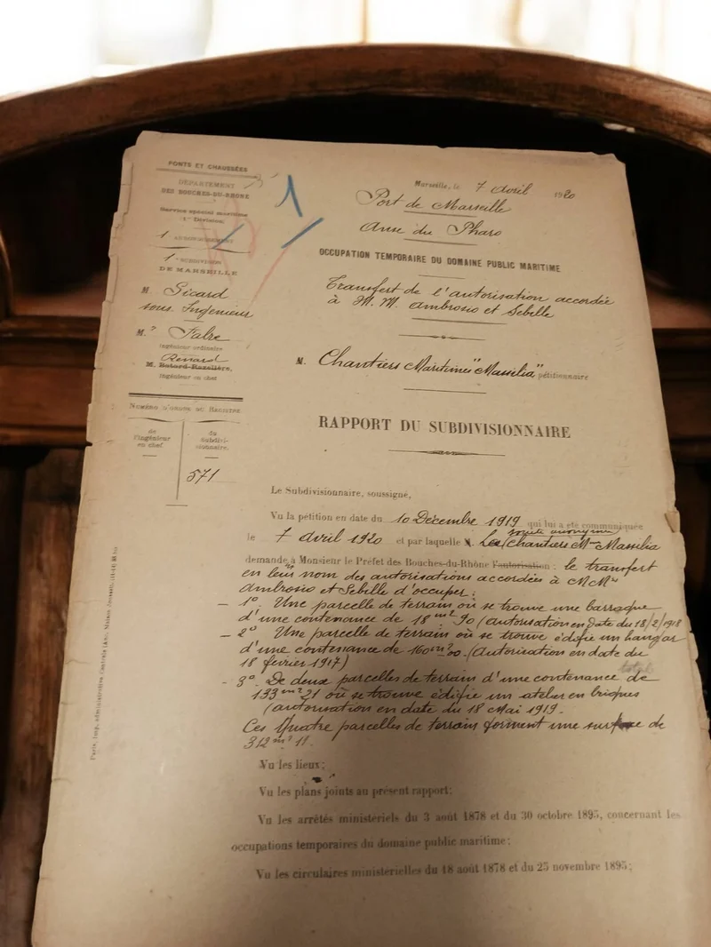 Document administratif ancien Marseille 1920 rapport Ponts et Chaussées vintage