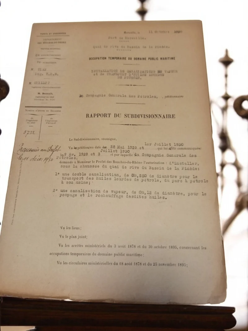 Vintage document administratif ancien Marseille années 1930-40 rapport subdivisi