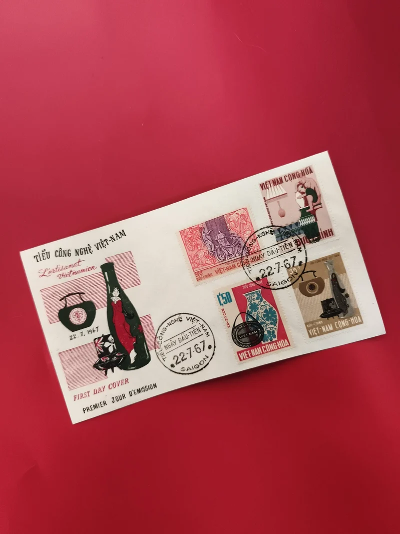 Enveloppe FDC Vietnam 1967 Premier Jour d’Émission timbres arts décoratifs