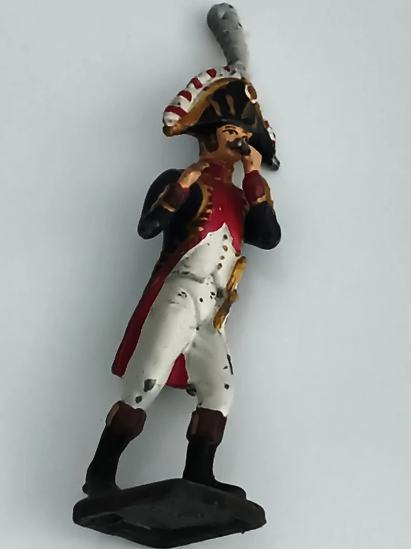 Figurine soldat Empire ancienne plomb uniforme bicorne rouge blanc vintage