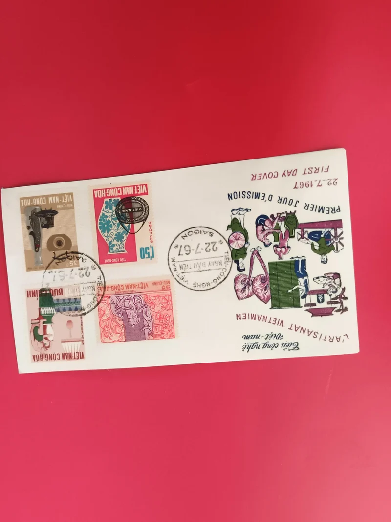 Lettre FDC Vietnam 1967 Premier Jour Saigon timbres illustrés philatélie