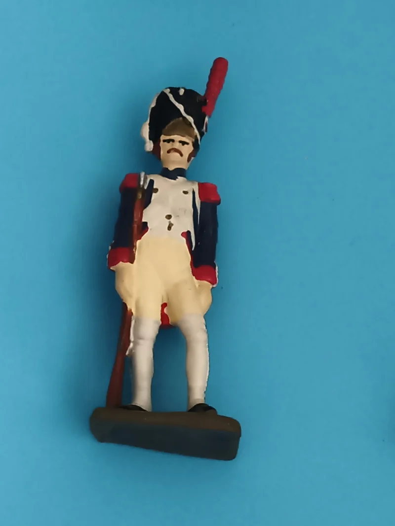 Figurine soldat plomb ancien Napoléon uniforme bleu blanc rouge vintage
