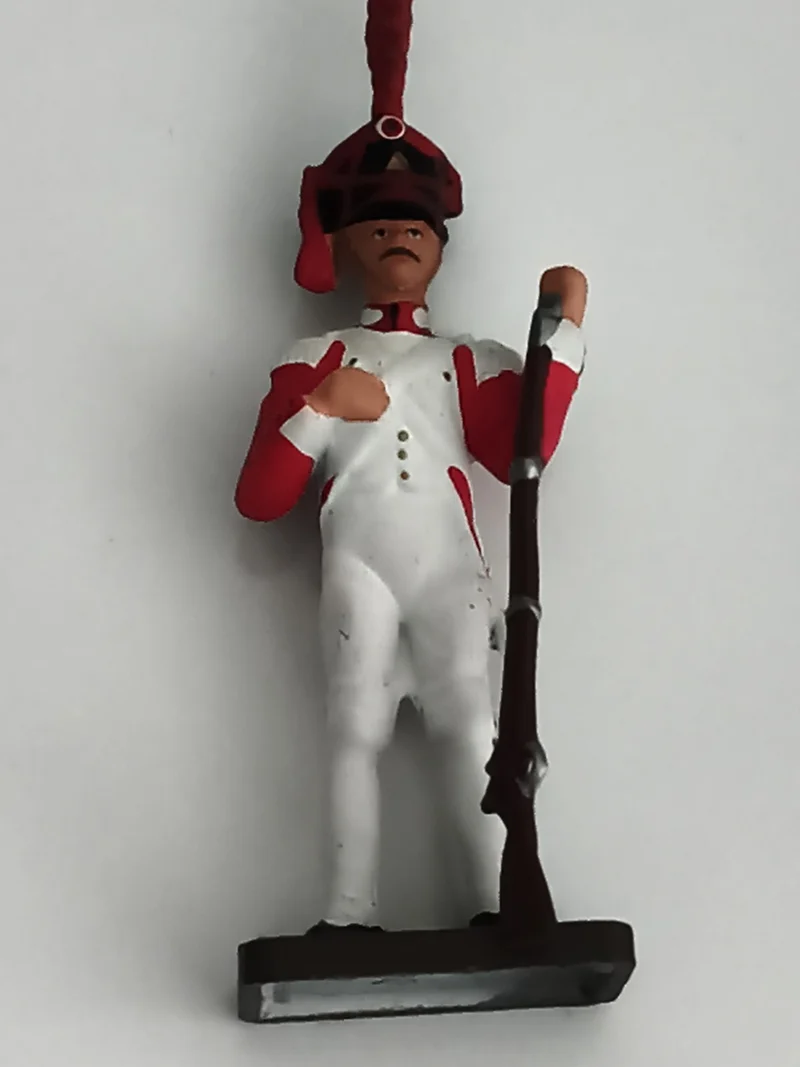 Soldat de plomb ancien uniforme blanc rouge figurine militaire vintage