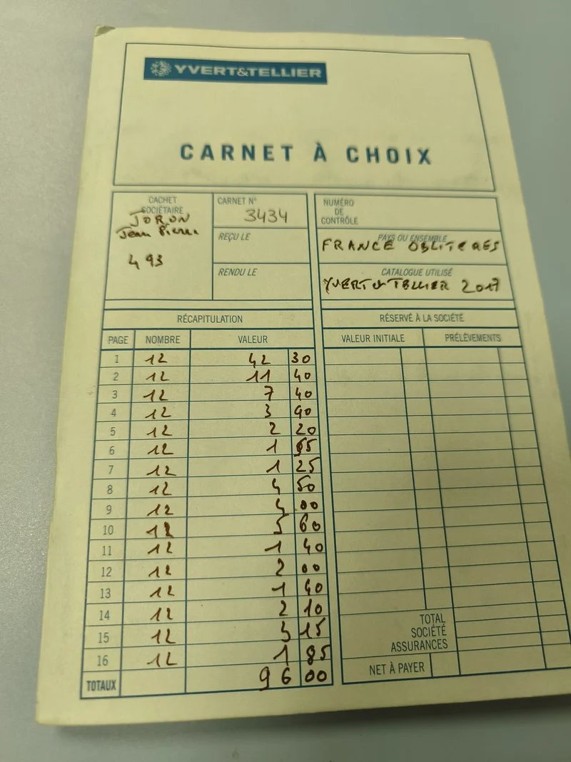 Lot carnet à choix timbres anciens Yvert & Tellier France oblitérés collection