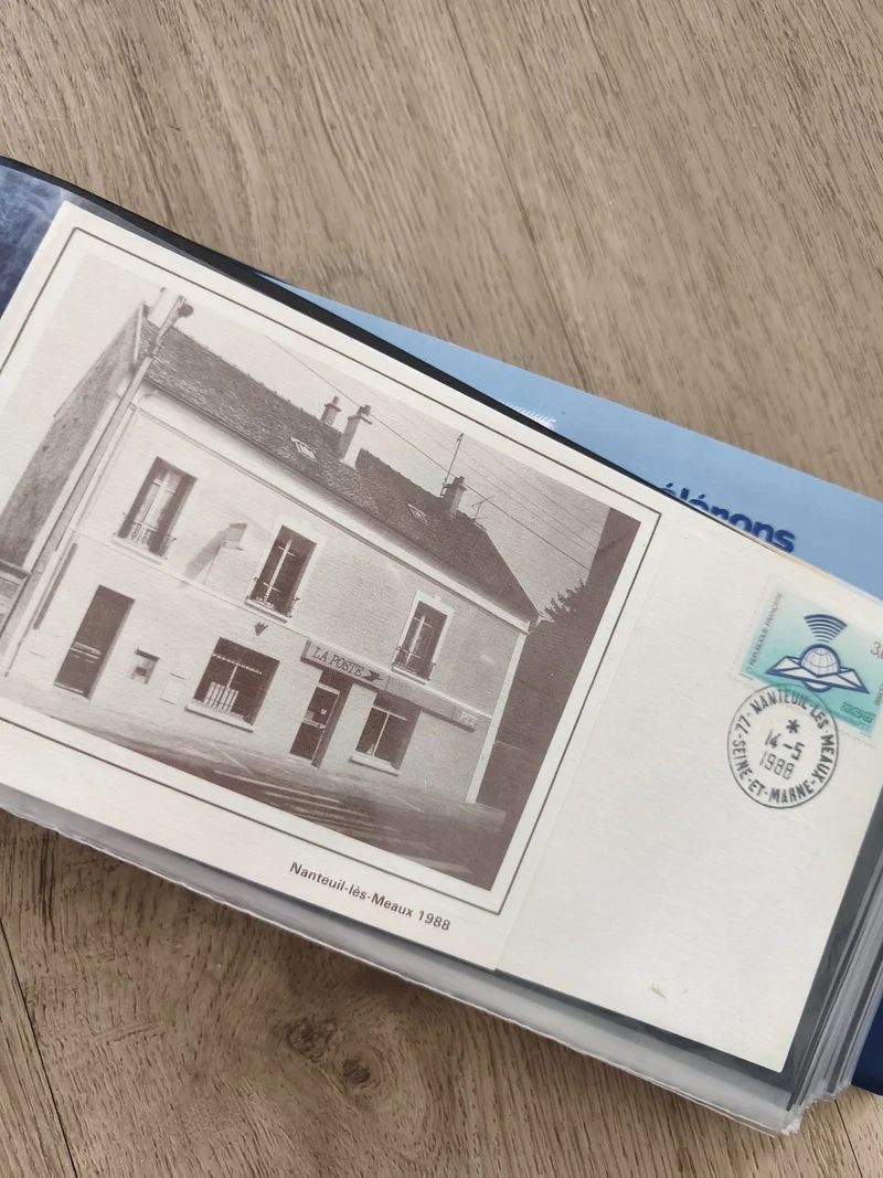 Enveloppe philatélie France Nanteuil-lès-Meaux 1988 oblitérée timbre bleu