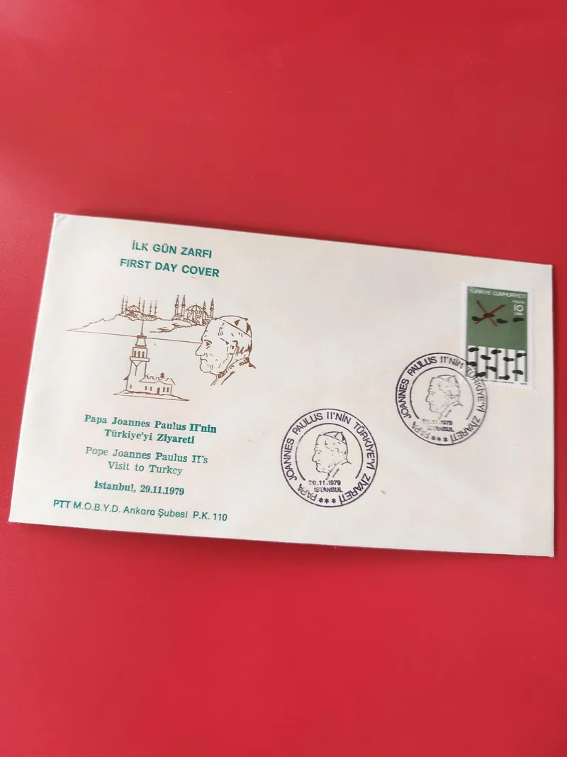 Enveloppe philatélie premier jour visite Pape Jean-Paul II Turquie 1979 timbre