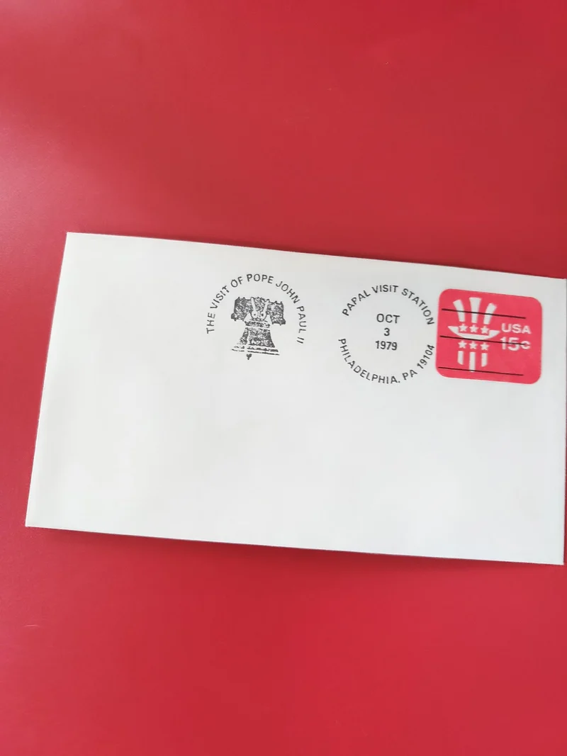 Enveloppe philatélie USA 15¢ Papal Visit 1979 Philadelphia cachet Liberty Bell