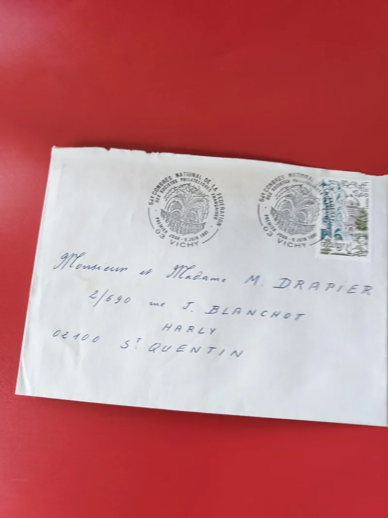 Enveloppe philatélie oblitérée Vichy cachet congrès timbre France adressée