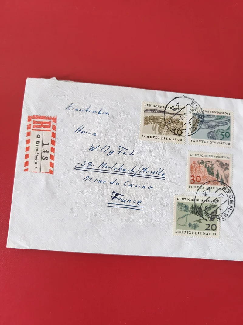 Enveloppe affranchie Allemagne Deutsche Bundespost avec timbres Schützt die Natu