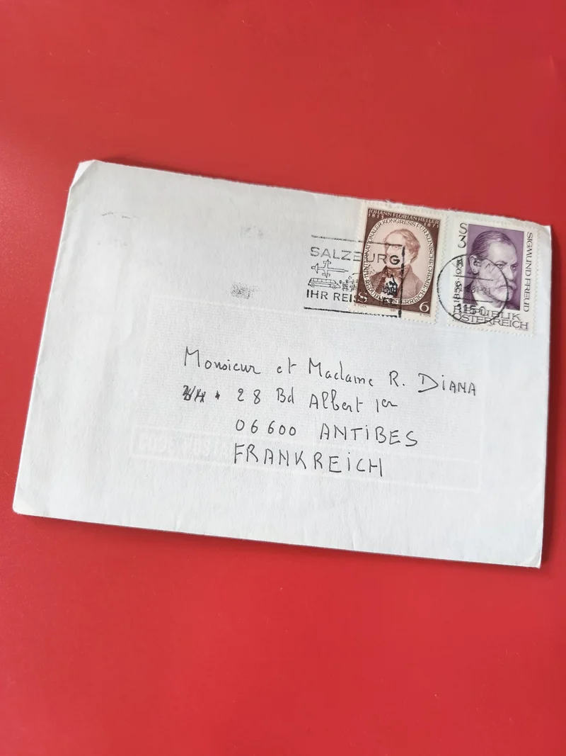 Enveloppe philatélie affranchie timbres Autriche, oblitération Salzburg