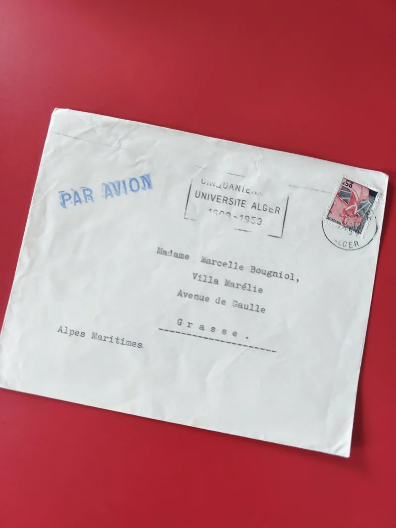 Enveloppe philatélie affranchie timbre Algérie Par Avion cachet Université Alger
