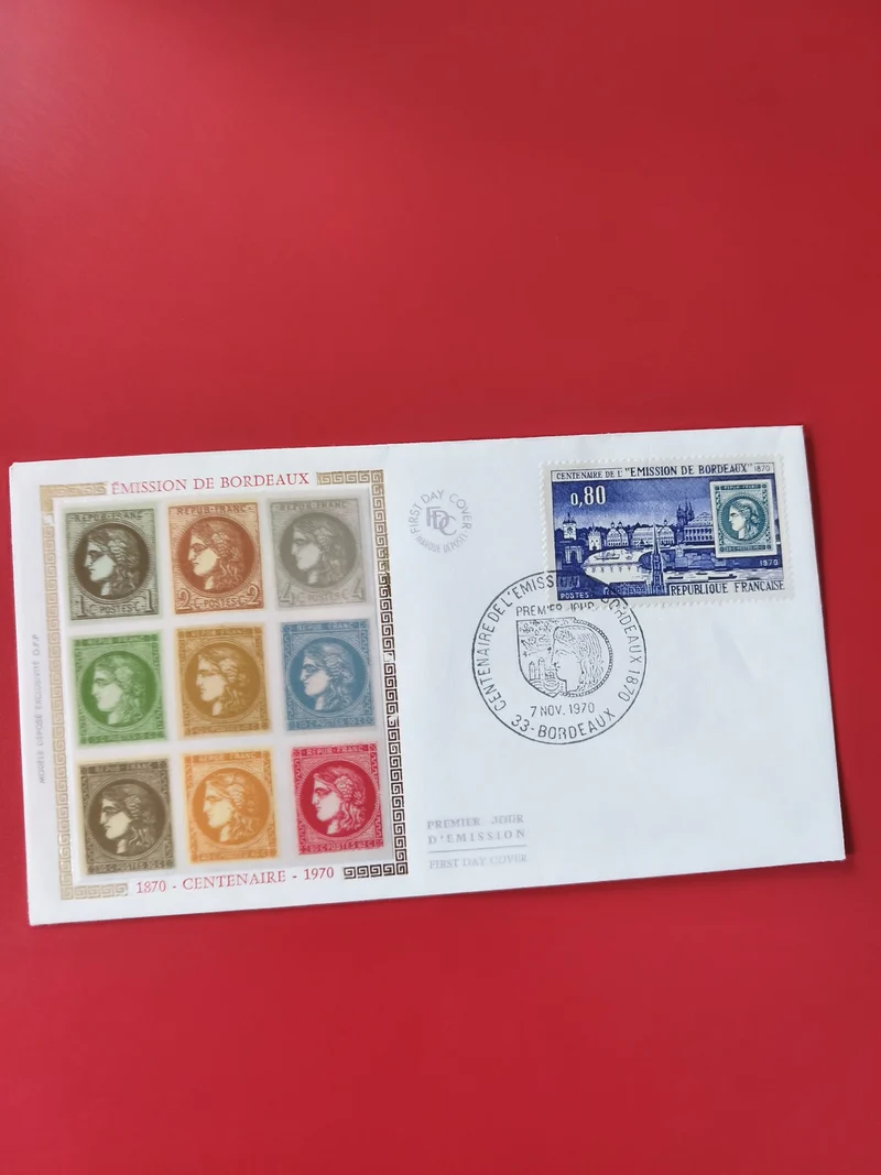 Enveloppe philatélie 1er jour Émission de Bordeaux Marianne multicolore 1970