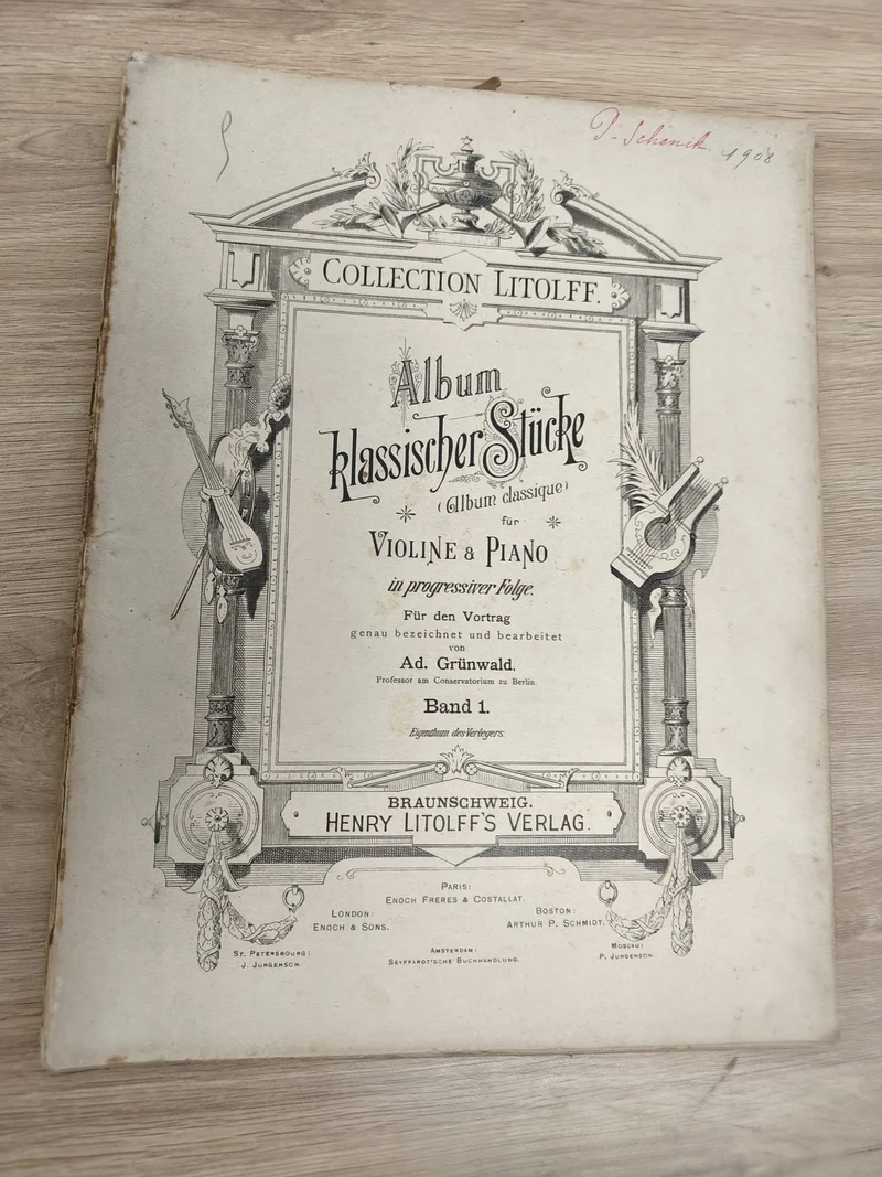 Ancien album partitions violon piano Collection Litolff 1908 Grünewald
