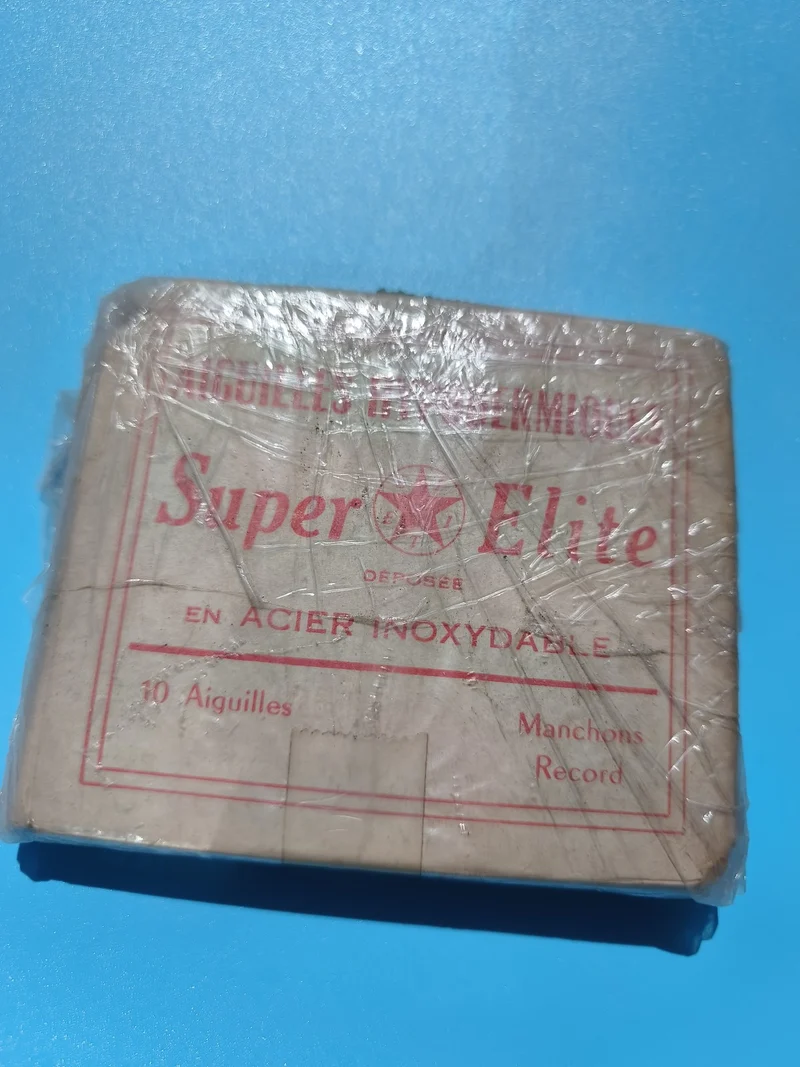 Ancien lot publicitaire Super Elite, emballage d'origine, aiguille acier inox