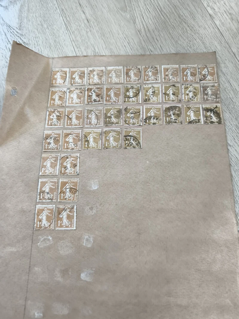 Gros lot timbres anciens Marianne 1c sur planche philatélie étude collection