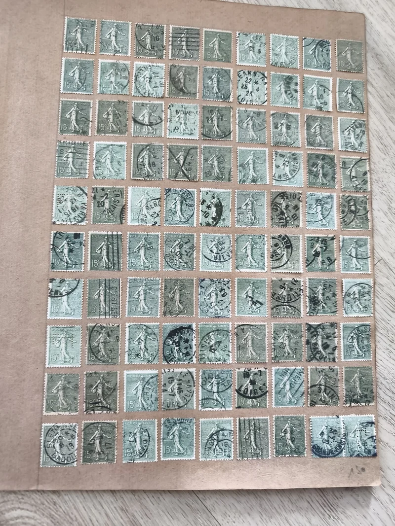 Gros lot timbres anciens Marianne 15c oblitérés philatélie étude collection