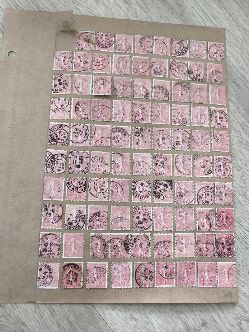 Gros lot ancien timbres d'étude Marianne 10c rose oblitérés philatélie collectio