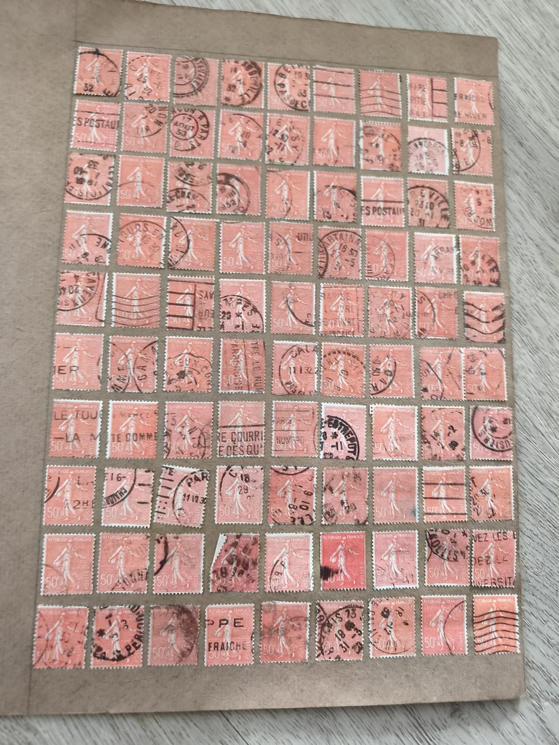 Gros lot timbres anciens Marianne 50c orange oblitérés philatélie étude France