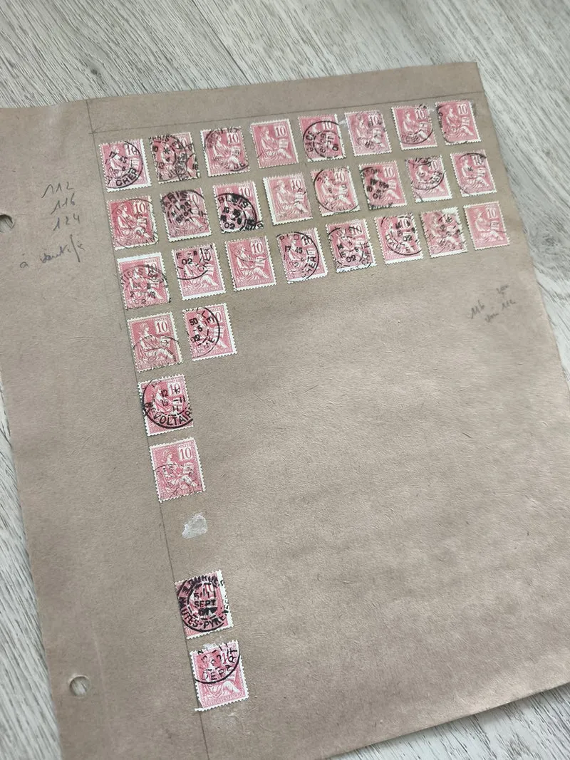 Gros lot ancien timbres Marianne 10c rouges ? planche philatélie étude France